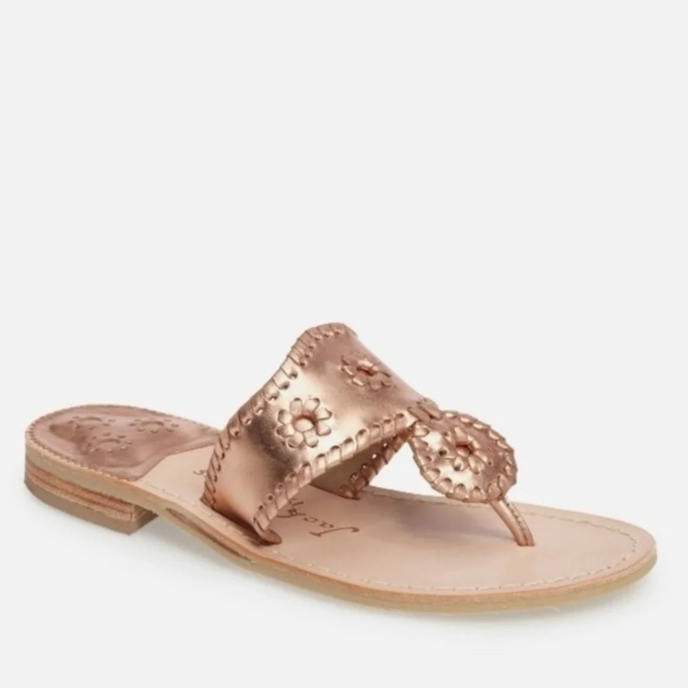 Jack Rogers Jacks Sandals in Metallic Rose Gold - Picture 1 of 2